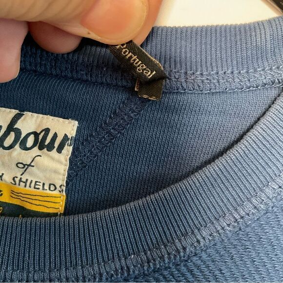 Y2K Barbour Of South Shield Mens Surf Shirt Blue Sweatshirt Long Sleeve Size S - Picture 7 of 11